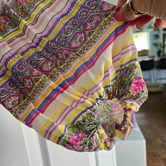Anthropologie Maeve Caresco Peasant Top Cream Multi Bishop Sleeve Size XS - Picture 8 of 11